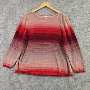 Chico's Wild Poppy Ombre Bateau Neck Pullover Sweater Size 4 (XXL) Red Pink